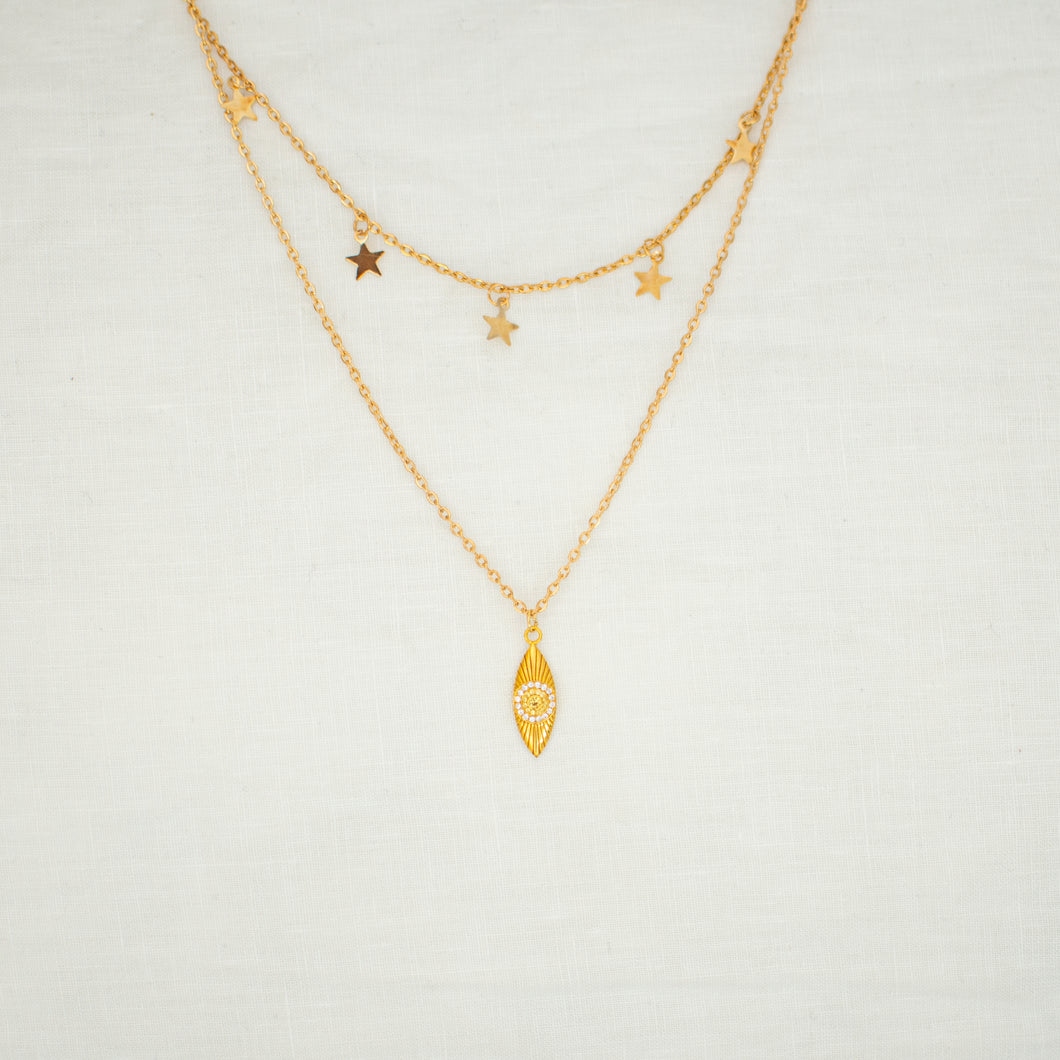 Double necklace LUCKY CHARM yellow